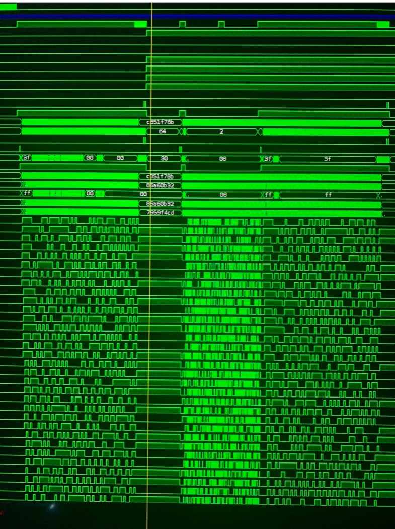January 2020 working-reprogrammer waveform with green digital traces